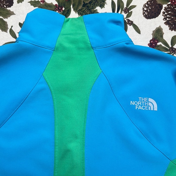 The North Face tech zip up mid layer jacket light blue & kelly green Size S/P - Picture 5 of 11